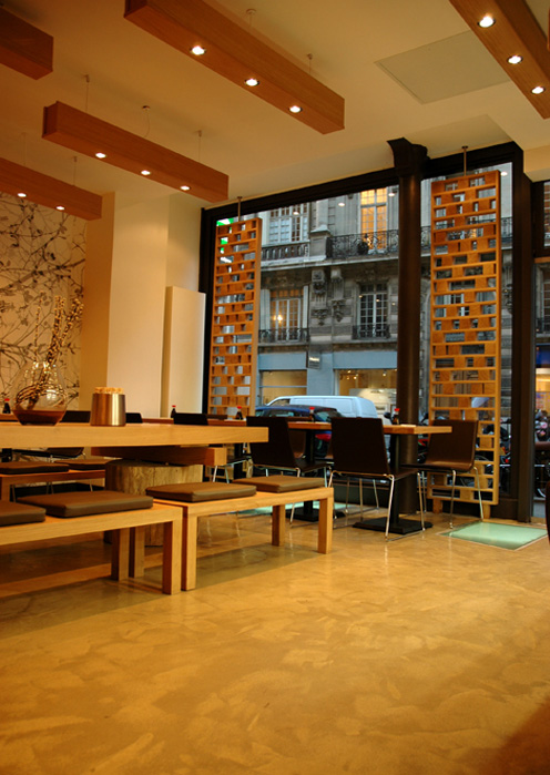 Conception et Design : Sushi Shop - intérieur vue vitre